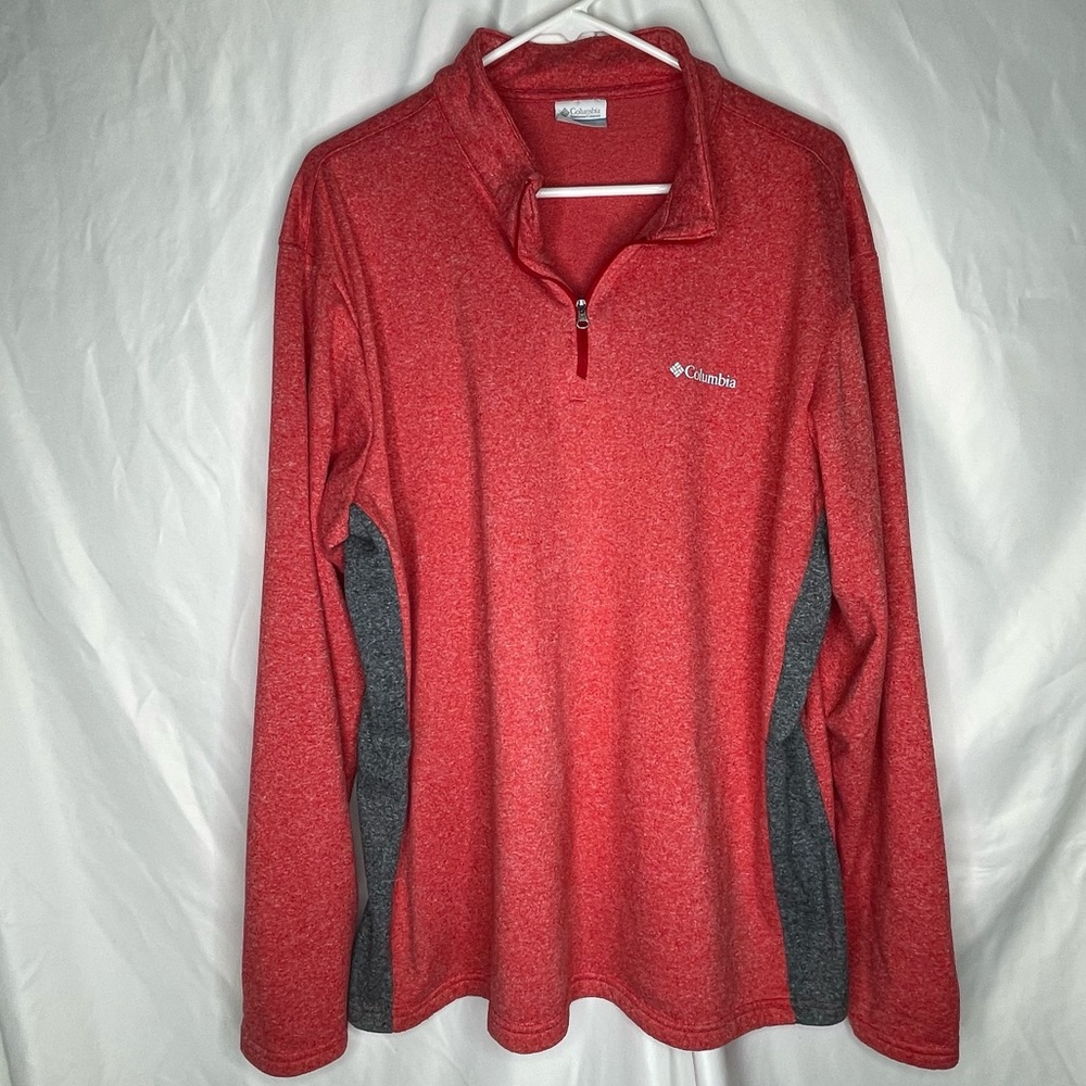 Columbia Watermelon Pink Gray Side 1/4 Zip Pullover Casual Fleece Jacket XL